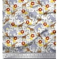 thumbnail image 1 of Soimoi White Polyester Crepe Fabric Lion,Giraffe & Elephant Kids Print Sewing Fabric BTY 52 Inch Wide, 1 of 3