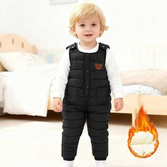 Letdown Boys Girls Snow Bib Ski Pants Snowsuit Sleeveless Overalls Water_proof Insulated Snow Bib Pants for Kids (#01-Black,3-3.5 Years)