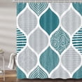 thumbnail image 5 of Teal and Grey Bohemian Shower Curtain for Bathroom, Gray White Bohemia Chic Fabric Geometric Pattern Shower Curtains Set, Modern Paisley Restroom Decor Accessories with Hooks 72X72Inches, 5 of 6