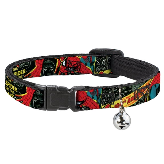 Marvel Comics Breakaway Cat Collar With Bell, Plastic Clip, Easy Adjustable, The Amazing Spider Man 100th Anniversary Cover, 8.5 to 12 Inches 0.5 Inch Wide