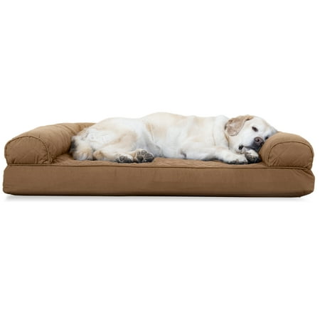 Orthopedic Cat Beds - FurHaven Pet Dog Bed | Cooling Gel Memory Foam Orthopedic Quilted Sofa-Style Couch Pet Bed for Dogs & Cats, Toasted Brown, Jumbo