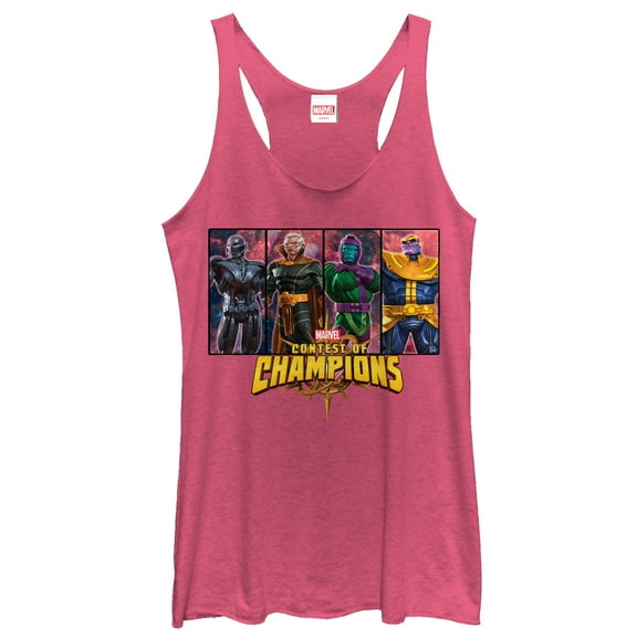 Women's Marvel Contest of Champions Overlords  Racerback Tank Top Pink Heather 2X Large