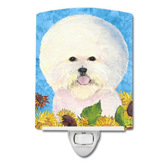 Caroline's Treasures SS4160CNL Bichon Frise in Summer Flowers Ceramic Night Light, 6x4x3", multicolor