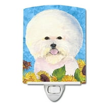 Caroline's Treasures SS4160CNL Bichon Frise in Summer Flowers Ceramic Night Light, 6x4x3", multicolor