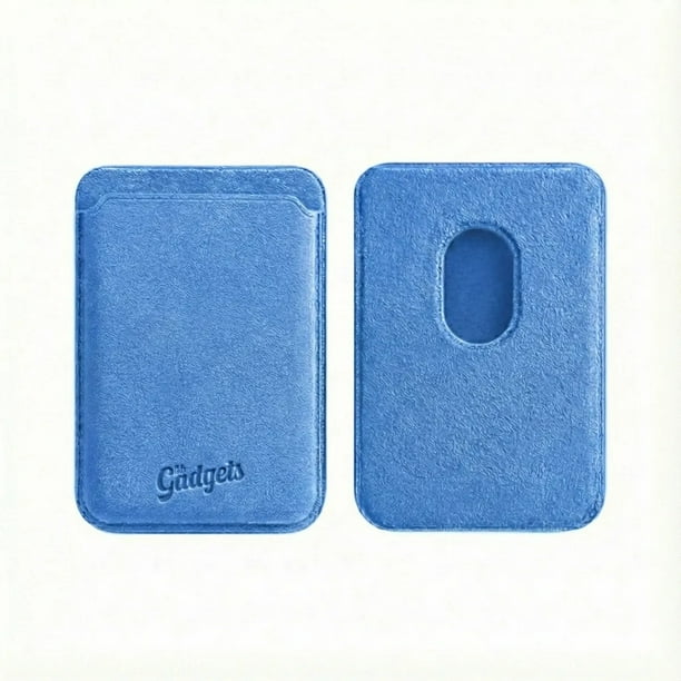 Cartera Wallet Alcantara Gamuza Suave Para Iphone Magsafe Azul Mar.