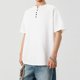 thumbnail image 5 of Camisa Elvqul de Hombre Stretch Blanco de Color Sólido Manga Corta Casual Algodón Cuello Redondo Botones, 5 of 7