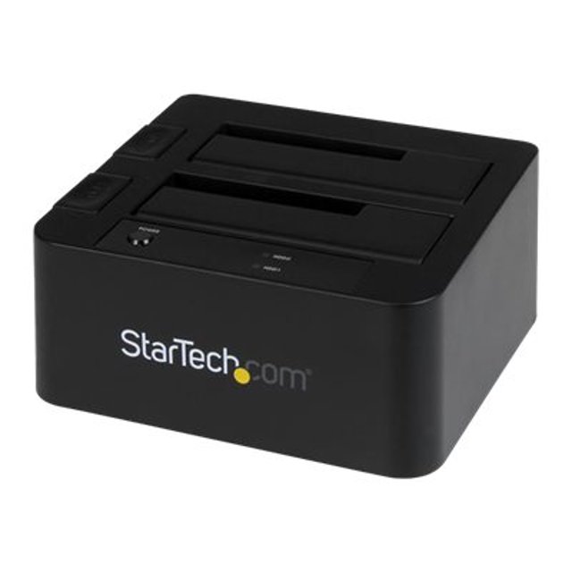 StarTech.com Dual-Bay USB 3.0 eSATA to SATA Hard Drive Docking Station, USB Hard Drive Dock, External 2.53.5 SATA IIIIII, SSDHDD Docking Station, Hot-Swap Hard Drive Bays - Top-Loading - Storage controller - 2.5", 3.5" - SATA 6Gb/s - eSATA 6Gb/s, USB 3.0 - black - for P/N: SVA12M5NA