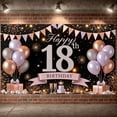 thumbnail image 3 of Pink Theme Happy 18th Banner Gold Sparkle 18th Birthday Display Balloon Decor Gift Box Design Birthday Backdrop for 18th Birthday Party Adult Celebration Sweet 18 Event, 3 of 8