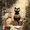 Black Cat Reading Book, variant on Young Dolph Canvas Wall Art 15.75x11.81 Inches