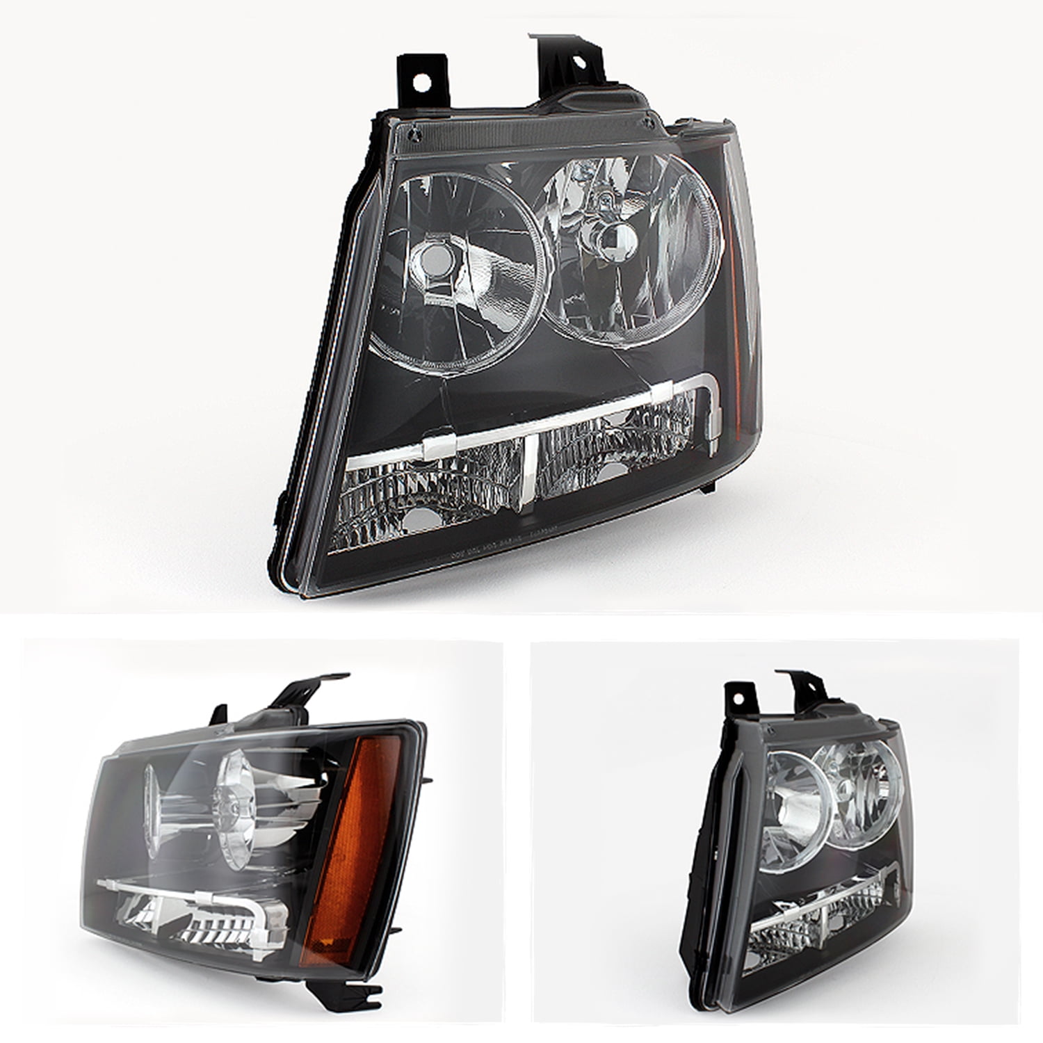 AKKON - For Black Bezel 07-13 Suburban Tahoe Avalanche Headlights Front Lamps Direct Replacement Left + Right