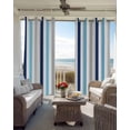 thumbnail image 4 of Blue Grey Stripe Blackout Curtains, Light Blocking Print Window Curtains, Geometric White Vertical Striped Thermal Insulated Window Drapes for Living Room Kitchen Cafe 2 Panels, 84"W x 84"L, 4 of 9