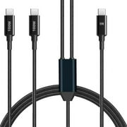 GRACETOP Single Port Max 100W 6.6FT 20V/5A,Nylon Braided  2 in 1 Multi Fast Charging USB C Cable
