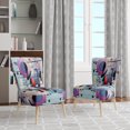 thumbnail image 2 of Designart "Spatial Illusions Purple Suprematism" Multi-Color Abstract Suprematism Upholstered Accent Chair - Modern Arm Chair For Living Room, 2 of 7