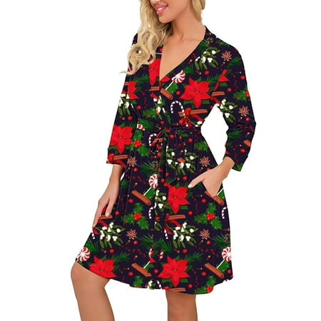 

Randolph Women s Home Print V-neck Long Sleeve Pajama Dress