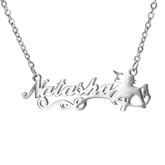 Vakki Name Customized Necklaces Stainless Steel Personalized unicorn Pendant Necklace