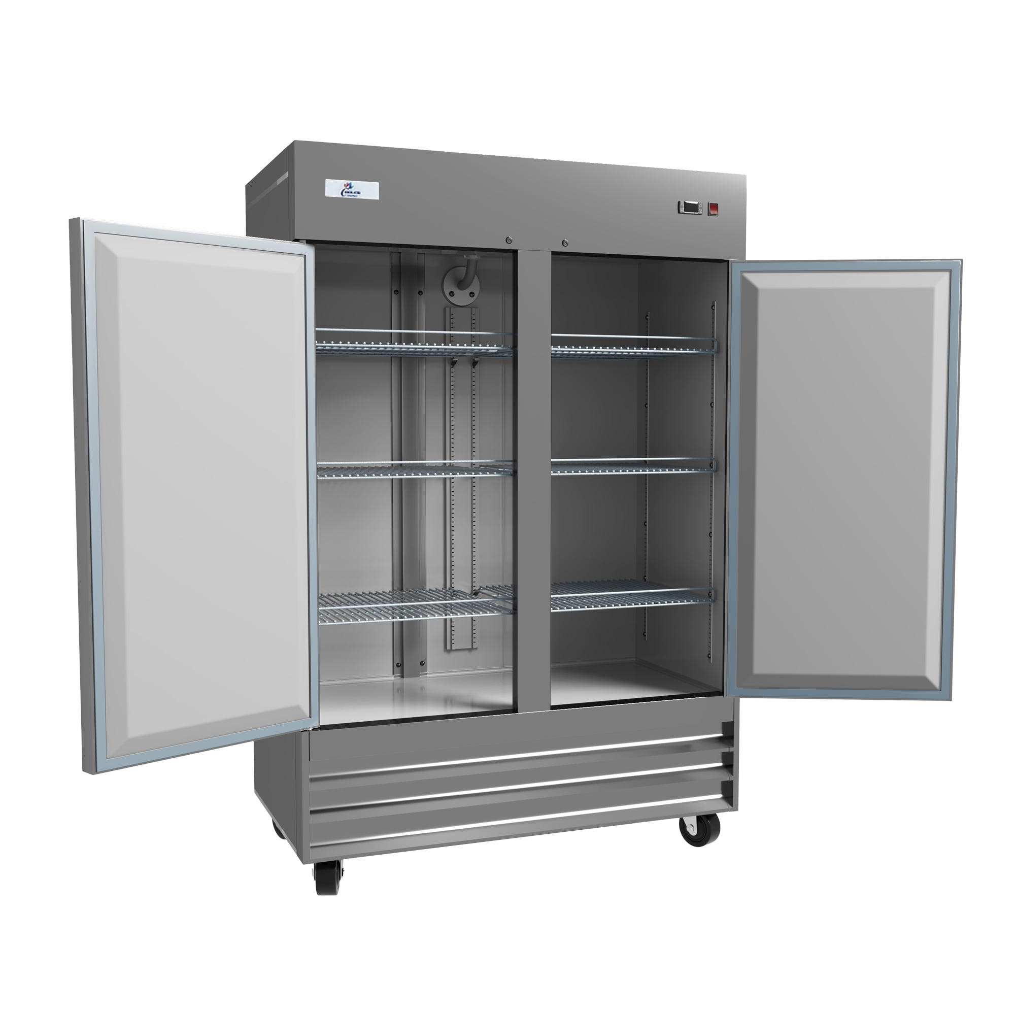 54in. 49cu.ft Commercial Reach in Freezer, Stainless Steel, Solid 2 Door Upright Fan Cooling freezer, NSF certified