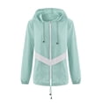 thumbnail image 2 of Rain Jackets for Women Full Zip Lightweight Hooded Stylish Coats Waterproof Fashionable Color Block Jacket, 2 of 8