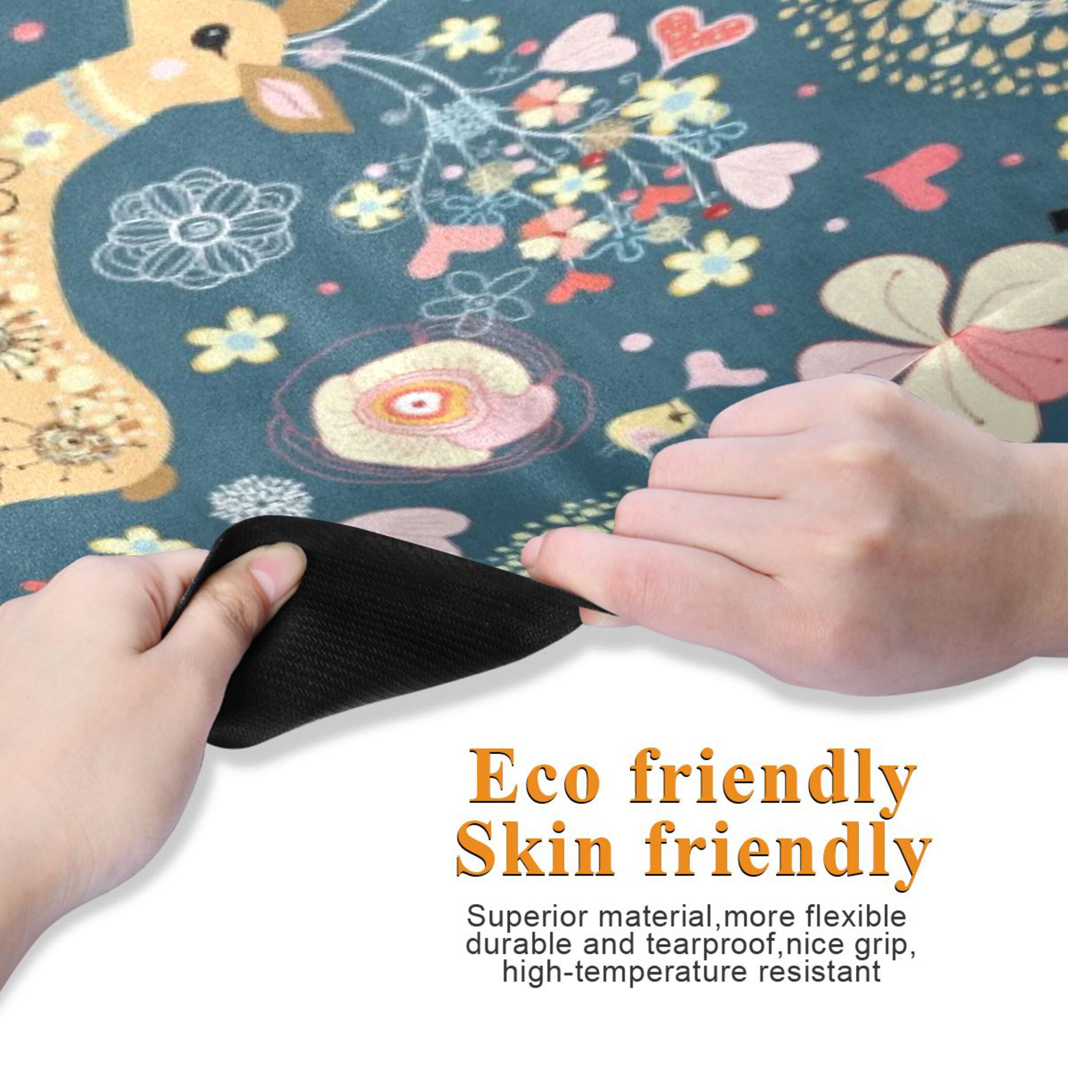 BZSMCE Yoga Mat Women Fitness Mat Elegant Deer Floral Night Pattern