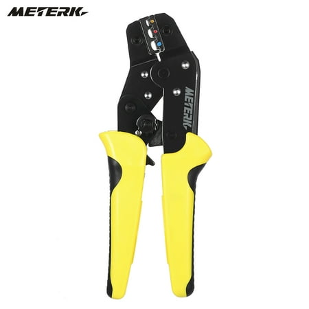 

Meterk Professional Wire Crimper Engineering Ratchet Terminal Crimping Pliers JX-02C 0.25-2.5mm2 Insulated Terminals Or Color Code Nests AWG24-14
