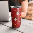 thumbnail image 4 of 20oz Tumblers Red Christmas Snowman Pattern Stainless Steel Vacuum Insulated Double Wall Travel Tumbler Cups Mug with Lid and Straw,Cleaning Brush for Cold & Hot Drinks, 4 of 7