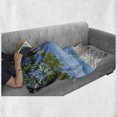 thumbnail image 6 of Summer Soft Flannel Fleece Throw Blanket, Tropical Beach Ocean Behind Palm Tree Caribbean Exotic Holiday Image, Cozy Plush for Indoor and Outdoor Use, 70" x 90", Fern Green Sky Blue, by Ambesonne, 6 of 6