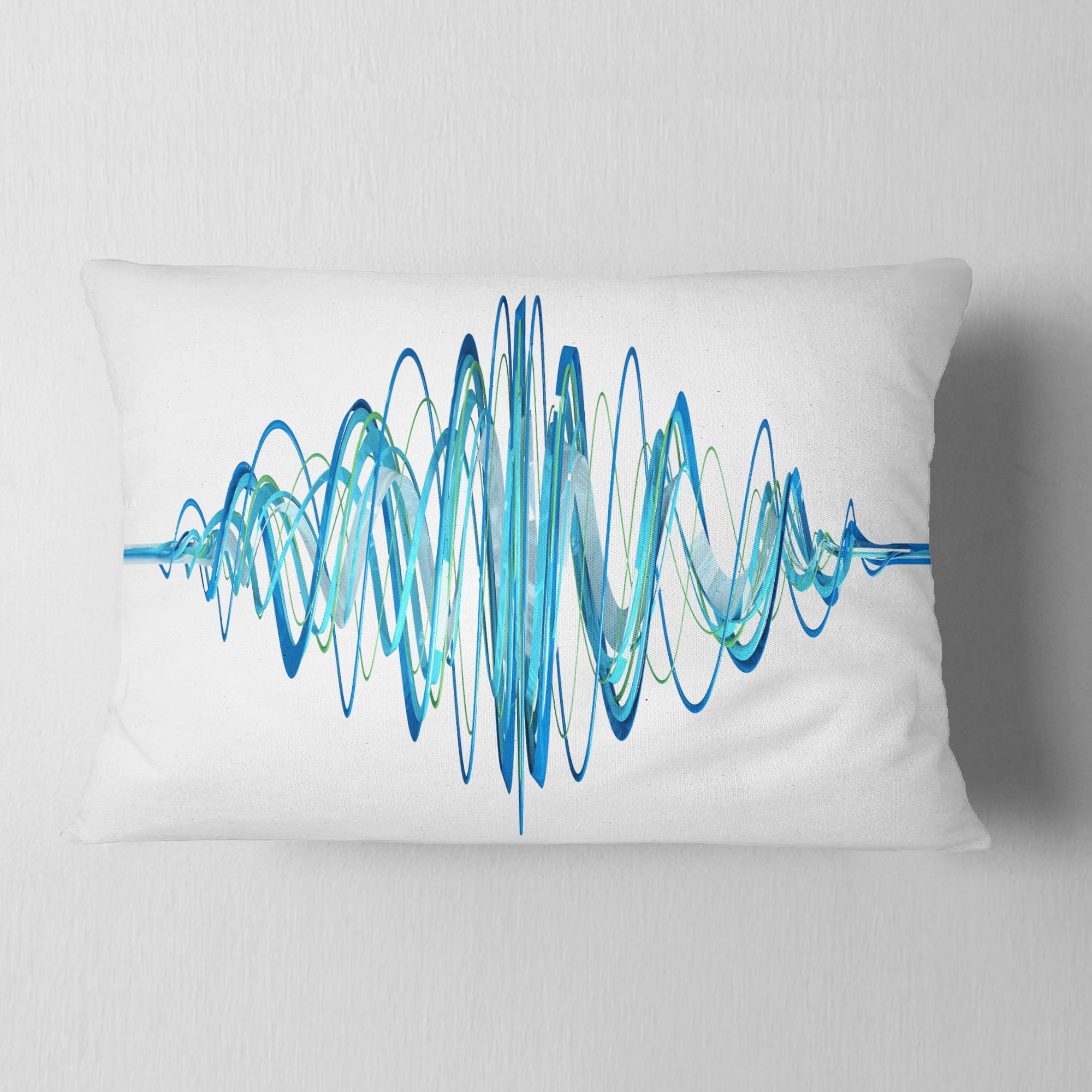 Designart Blue Circled Waves - Abstract Throw Pillow - 12x20