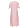 thumbnail image 3 of Ashirexll Long Dresses for Women, Flowy Dresses for Women, Fashion Casual Solid Color Short Sleeve Round Neck Pocket Dress, 3 of 4