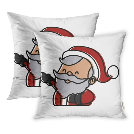 Ywota Colorful Abstract Cute Santa Claus Cartoon Face Beard Pillow Cases Cushion Cover 20x20 Inch