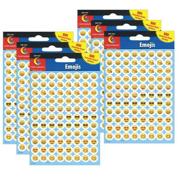 Creative Teaching Press Emojis Hot Spot Stickers, 0.5", 880 Per Pack, 6 Packs