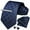 Navy Blue, variant on Mens Plaid Tie Set Classic Woven Necktie with Pocket Square Cufflinks & Tie Clip Wedding