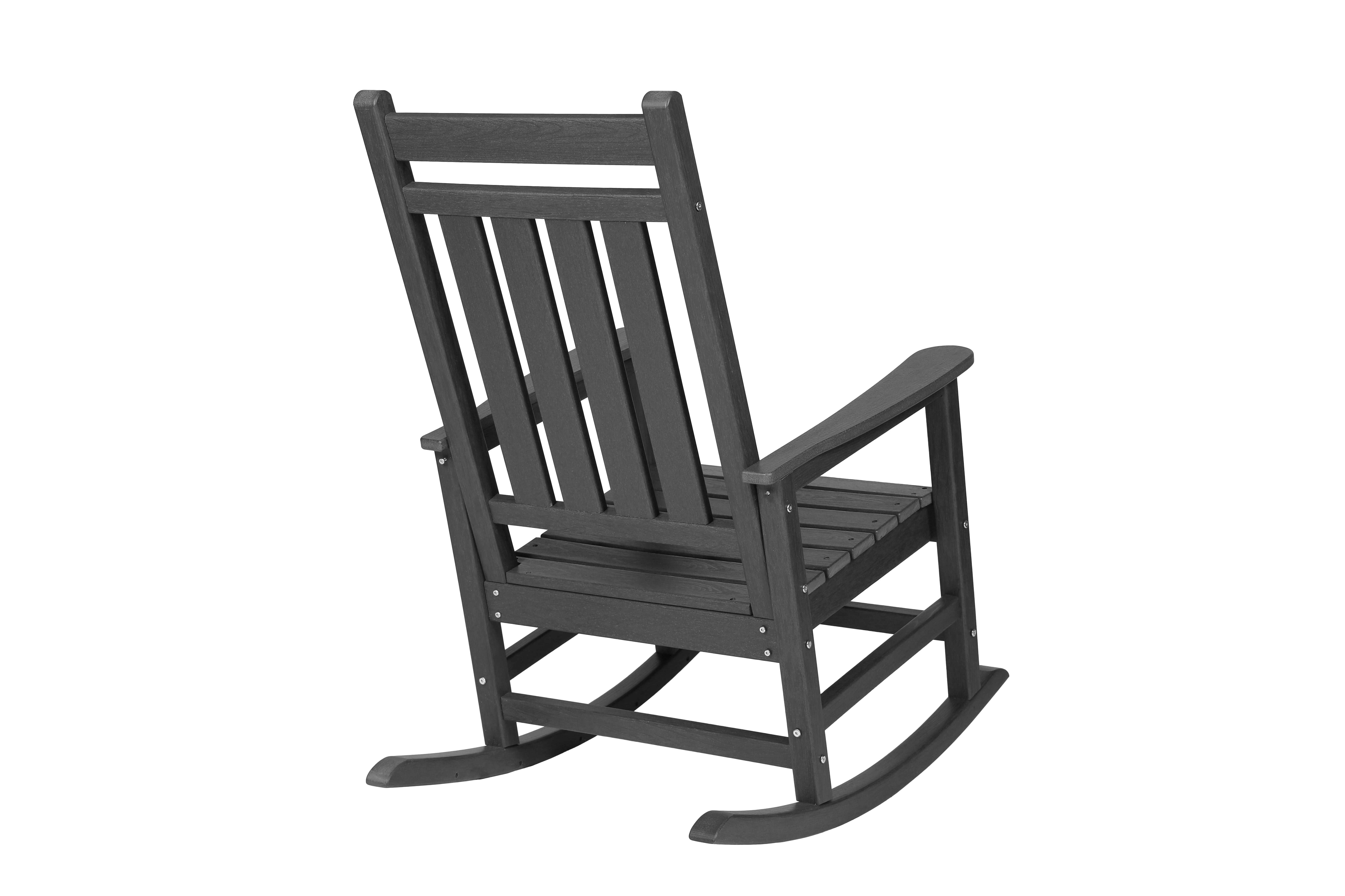 Oversized Adult Rocking Chair, Wood Texture Outdoor Relax Chair for Lawn Garden Backyard Patio Leisure, Grey