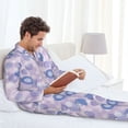thumbnail image 6 of Naloa Winter With Snowflakes Men’s Pajamas Set - Long Sleeve Button Down Sleep Shirt and Pajama Bottoms Sleepwear Set-Small, 6 of 7