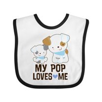 Inktastic My Pop Loves Me Grandson Puppy Boys Baby Bib