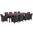 thumbnail image 2 of Modway Convene 11-Piece Aluminum and Rattan Patio Dining Set in Espresso/Red, 2 of 7