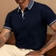 thumbnail image 5 of Ceisia Men's Regular Fit Contrast Trim Jacquard Short Sleeve Turndown Collar Casual Polo Shirt Gifts, 5 of 9