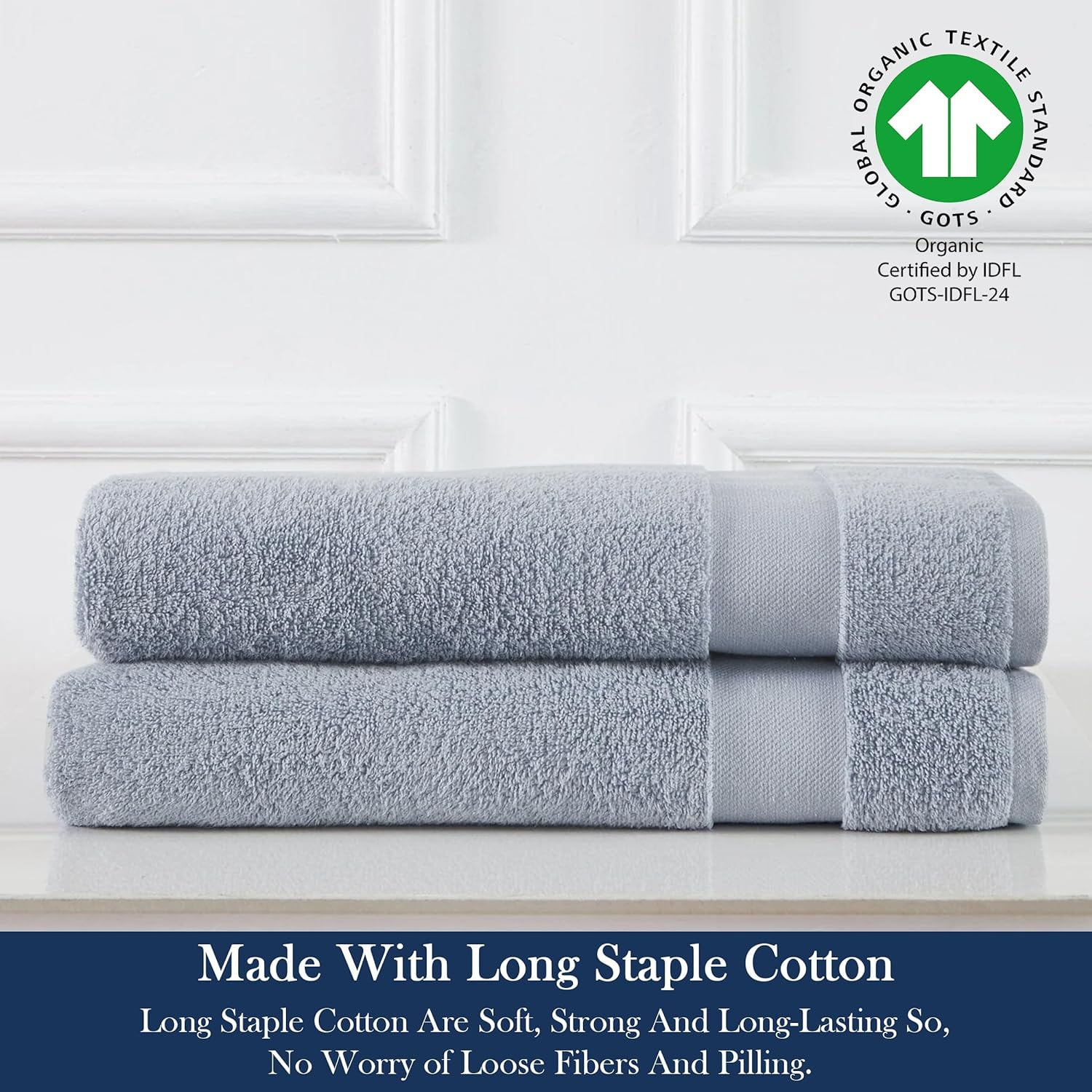 Delara Organic Cotton Luxuriously Plush Hand Towel Pack of 2 | GOTS & OEKO-TEX Certified | Premium Hotel Quality Towels | Feather Touch Technology|650 GSM Soft,Quick Dry & Ultra-Absorbent