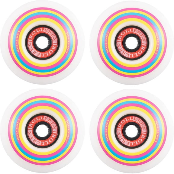 Rollerex Lollipop Boardwalk Skateboard Wheels (52 mm) (92A) (4-Pack with Bearings, Spacers and Washers)