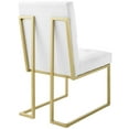 thumbnail image 3 of Modway Privy Gold Stainless Steel Upholstered Fabric Dining Accent Chair Set of 2 in Gold White, 3 of 6