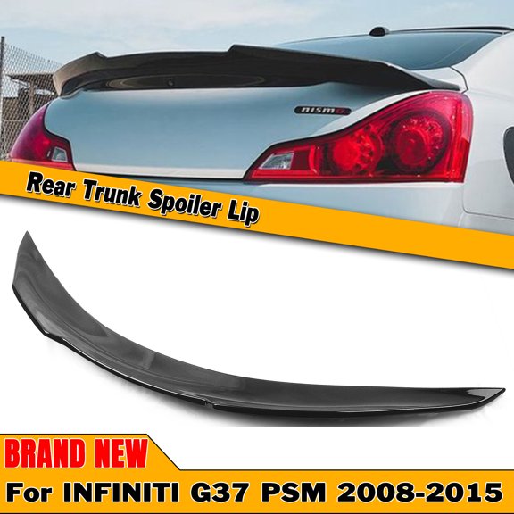 Rear Trunk Spoiler Wing Lip For Infiniti G37 Q40 Q60 2008-2015 2 Door Coupe Glossy Black Black Carbon Fiber Look