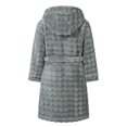 thumbnail image 2 of Kids Hooded Fleece Robe Plush Bubble Flannel Bathrobe Soft Warm Lightweight Bathrobe with Belt & Pockets for Boys Girls 4-15 Years, 2 of 7