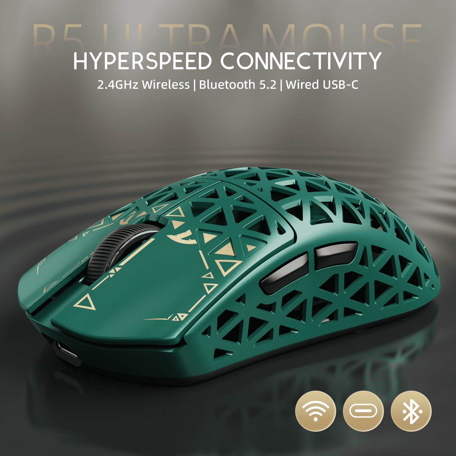 ATTACK SHARK R5Ultra Carbon Fiber Wireless 8K PAW3950MAX Gaming Mouse with 8K Coiled Cable,39g SUPERLIGHT, 8K Hz Wireless Polling Rate, MCU Nodic 52840, DPI up to 42000, BT/2.4G Wireless/Wired