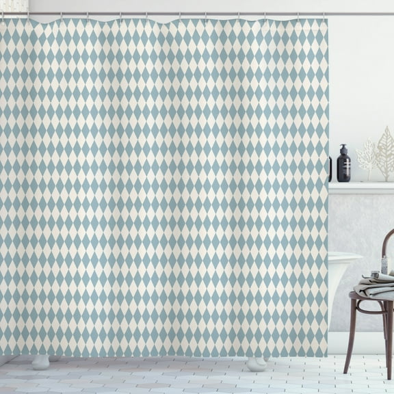 Ambesonne Muted Colors Shower Curtain, Diamond Check Rhombus, 69"Wx75"L, Pale Slate Blue Eggshell