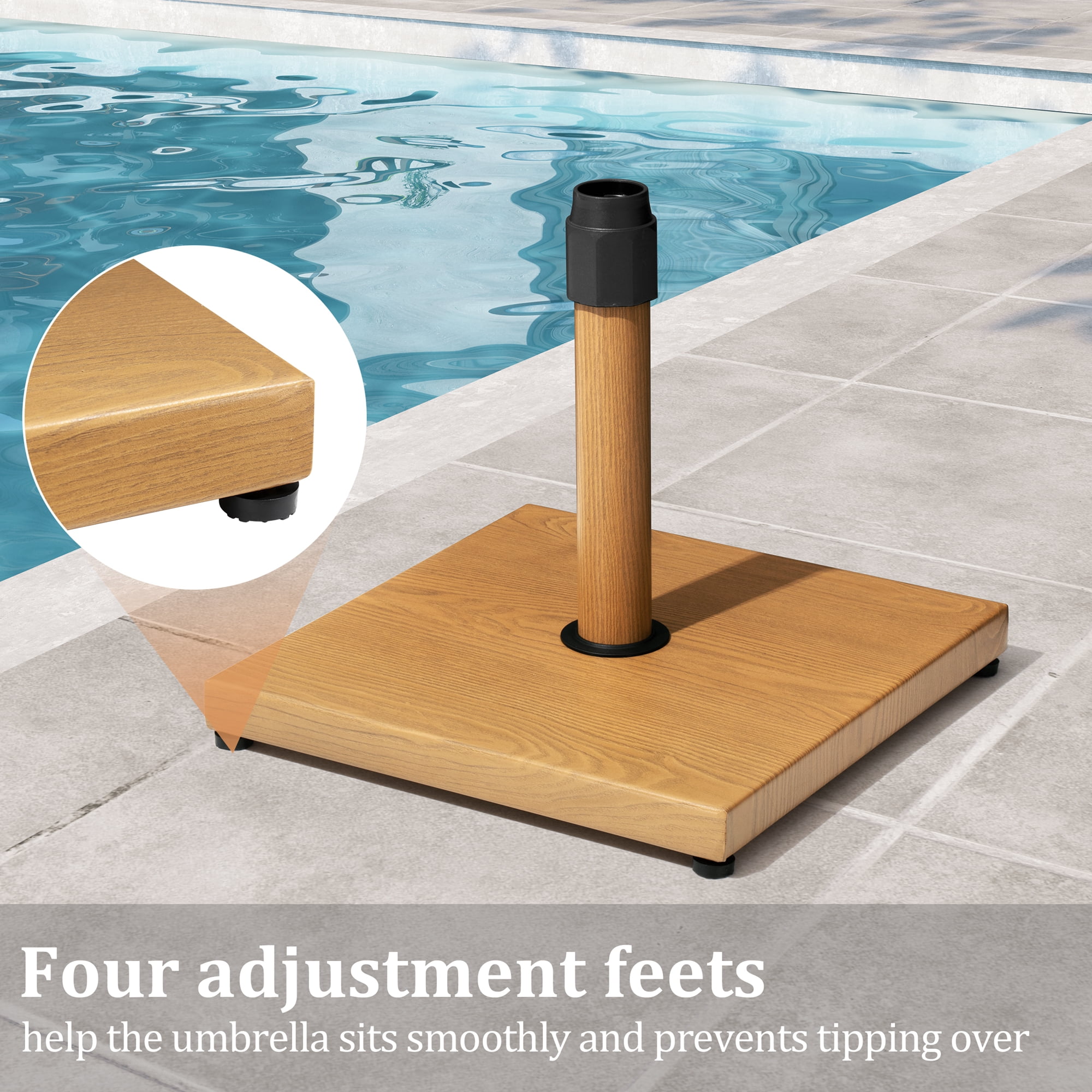 Pellebant 45 LBS Patio Umbrella Base Heavy Duty Outdoor Patio Market Umbrella Stand, Brown