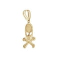 thumbnail image 2 of 14k Yellow Gold, Precision Laser Engraved Skull and Bones Pendant 19mm with 18" Dainty Neck Chain, 2 of 7