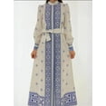 thumbnail image 2 of Printed Long Sleeve Maxi Dress with Belt, 2 of 6