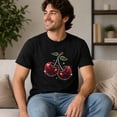 thumbnail image 6 of Cherry Graphic T-Shirt, Unisex Classic Fit Crew Neck Tee, 6 of 9