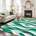 thumbnail image 2 of 5'x7' Area Rugs for Living Room Bedroom, Green White Moire Washable Rug Carpet Runner Indoor Outdoor, Modern Abstract Art Non Slip Floor Mats Area Rug for Kitchen, Nursery, 2 of 8