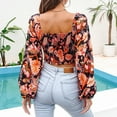 thumbnail image 6 of TAIAOJING Womens Summer Tops Boho Print V Neck Long Sleeve Top Slim Fit Stretch Shirt Basic Casual Tops, 6 of 8