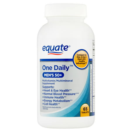 (2 Pack) Equate One Daily Men's 50+ Multivitamin, 65