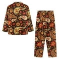 thumbnail image 6 of Garronmavis Boho Floral 2 Piece Pajama Set Long Sleeve Button-Down Sleepwear Soft Comfy PJS Casual V Neck Lounge Sets Loungewear Sleep Clothes, 6 of 7